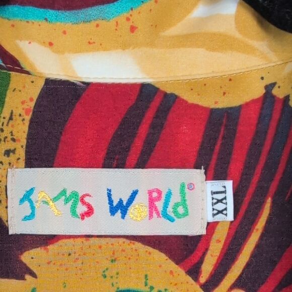 Jams World Women's Tropical Floral Shirt Sleeve Button Front Blouse Top Size XXL - Picture 2 of 9